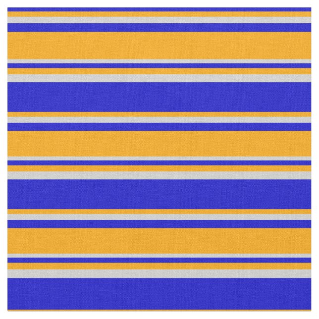 Tela Patrón azul, Naranja y gris claro (De cerca)