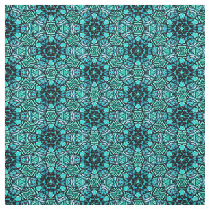 Tela Patrón azul oriental azul turquesa retro de Moda