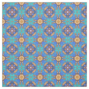 Tela Patrón azul turquesa ocre retro Nouveau