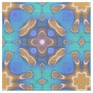 Tela Patrón azul turquesa ocre retro nouveau