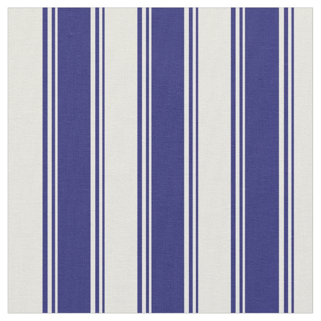 Tela Patrón azul y beige de medianoche (De cerca)