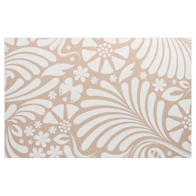 Tela Patrón barroco floral blanco y blanco ("Cuarto gordo" (fat quarter))