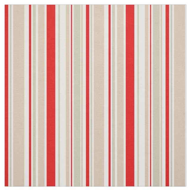 Tela Patrón beige gris blanco rojo de banda náutica (Retal)