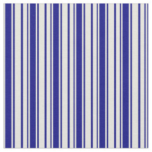 Tela Patrón Beige y Azul con bandas/lino