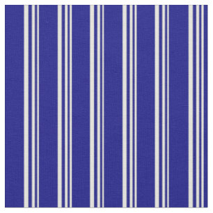 Tela Patrón Beige y Azul con bandas/lino