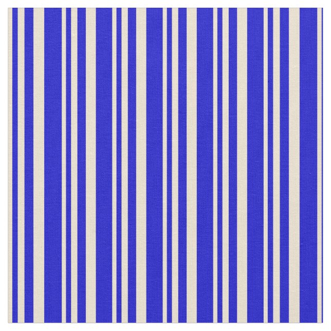 Tela Patrón Beige y Blue Lining/Stried (De cerca)