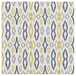 Tela Patrón blanco amarillo azul Ikat marroquí