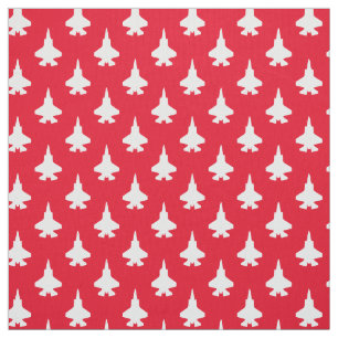 Tela Patrón blanco F-35 Lightning Fighter Jet en rojo