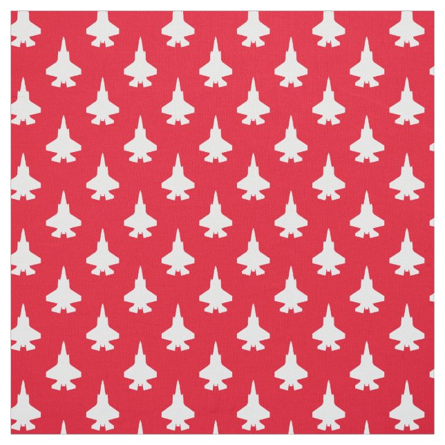 Tela Patrón blanco F-35 Lightning Fighter Jet en rojo (Retal)