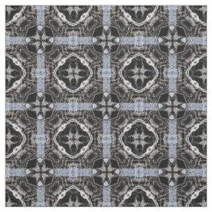 Tela Patrón blanco, negro y plateado