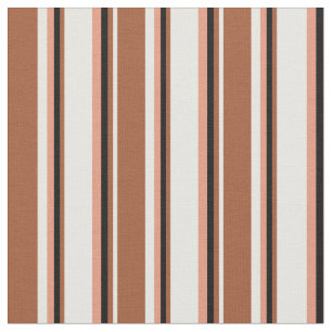 Tela Patrón blanco, siena, negro y salmón oscuro