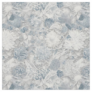 Tela Patrón blanco y azul de encaje floral