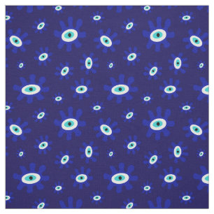 Tela Patrón blanco y azul ocular griego