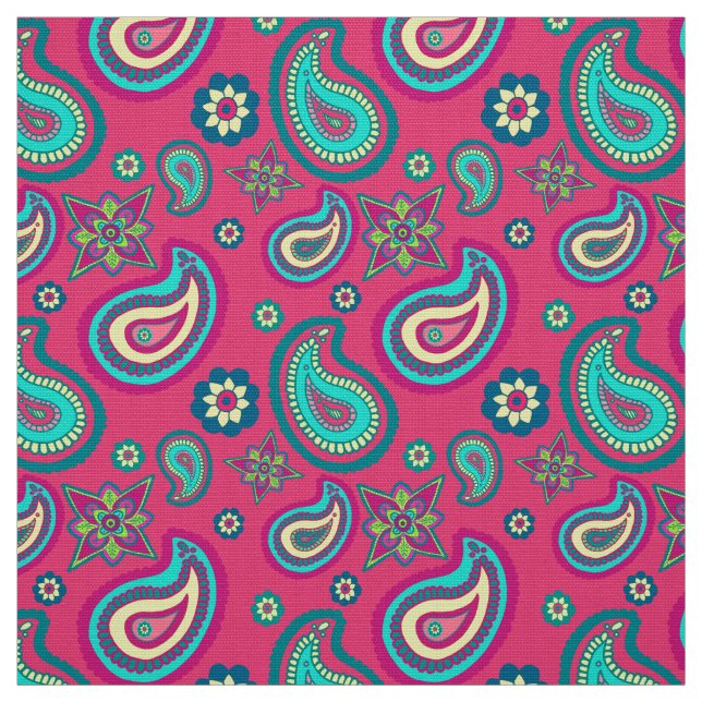Tela Patrón bohemiano de paisley rosada (Retal)