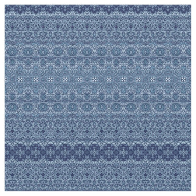 Tela Patrón bohemio azul denim (De cerca)