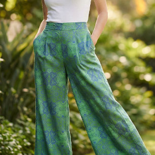 Tela Patrón bohemio de estilo esmeralda verde y azul