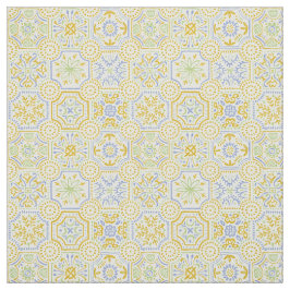 Tela Patrón boho de azulejo mediterráneo acuarela