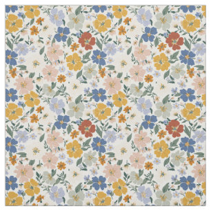 Tela Patrón Boho de Pradera de Flores Silvestres