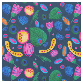 Tela Patrón boho pintado a mano azul navy