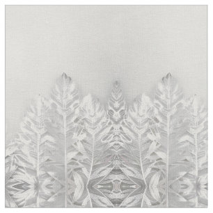 Tela Patrón botánico de hojas de plata geométricas de m