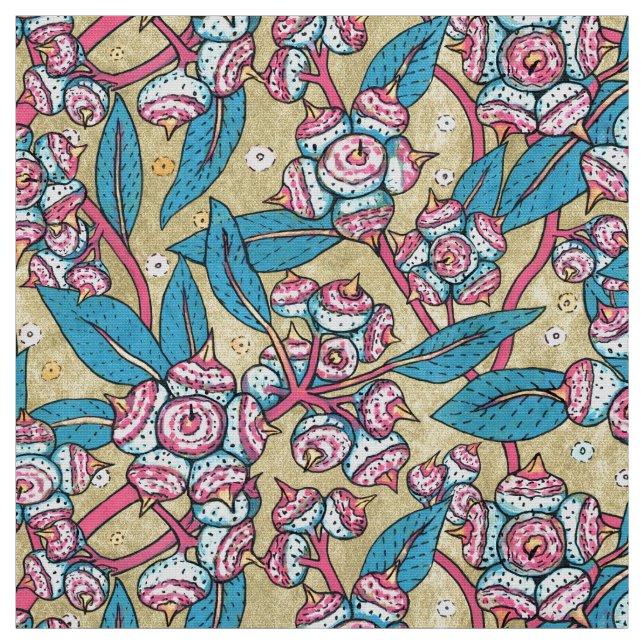 Tela Patrón botánico de planta australiana Eucalyptus S (Retal)