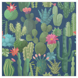 Tela Patrón Cacti Verde Verde azulado en Blogueo