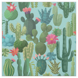 Tela Patrón Cacti Verde Verde azulado en Blogueo
