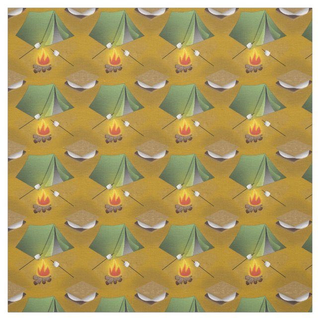 Tela Patrón Campfire y Smores de tiendas de campaña (Retal)