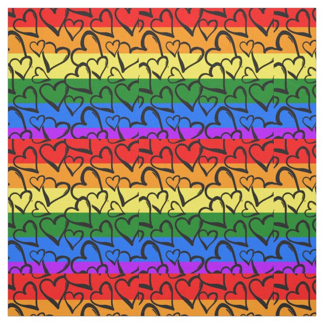 Tela Patrón cardíaco arco iris (Retal)