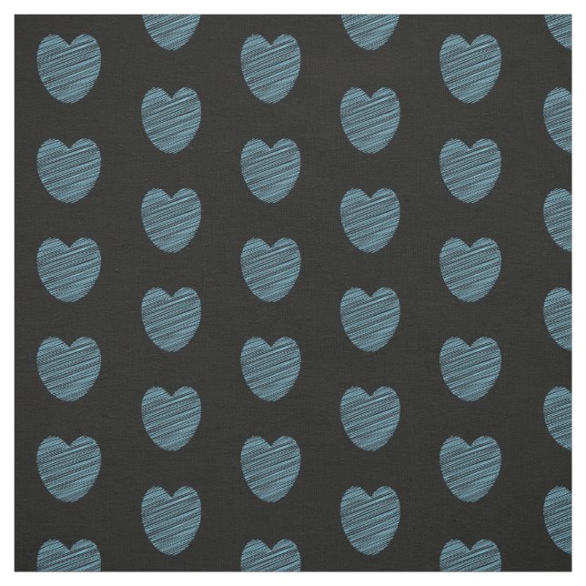 Tela Patrón cardíaco de Doodle Azul (Retal)