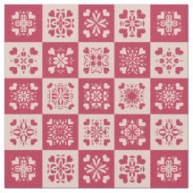 Patrón cardíaco estimulado de arte folclórico rojo