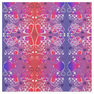 Tela Patrón cardíaco romántico púrpura y rojo