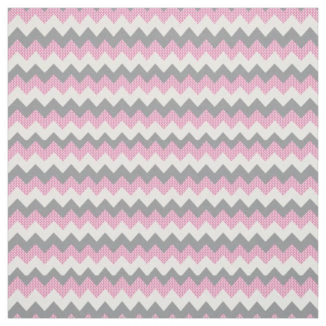 Tela Patrón Chevron rosa, blanco y gris (Retal)