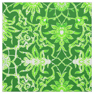 Tela Patrón chino de Art Nouveau - verde esmeralda
