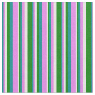 Tela Patrón cian oscuro, violeta, blanco y verde