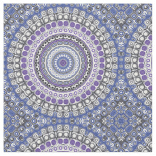 Tela Patrón Circular Geométrico de Mandala Azul y Púrpu