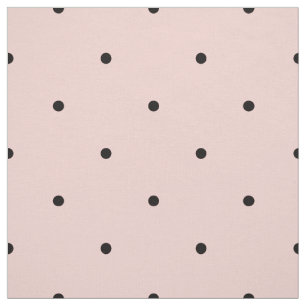 Tela Patrón clásico de puntos de polka rosado mini negr