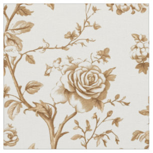 Tela Patrón Clásico de Toile de Rosa Beige