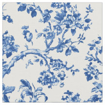 Patrón Clásico de Toile Floral Azul