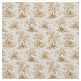 Tela Patrón Clásico Toile de Jouy del Buda Dorado