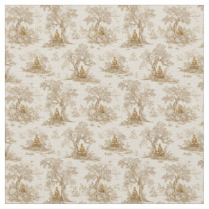 Tela Patrón Clásico Toile de Jouy del Buda Dorado