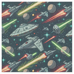 Tela Patrón Cómic de Nave Espacial de Batalla Espacial