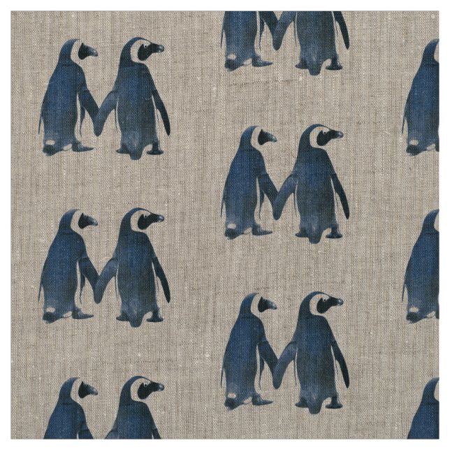 TELA ¡PATRÓN CON DOS PENGUINOS ENAMORADOS! (Retal)
