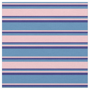 Tela Patrón con lino azul, rosa y azul oscuro