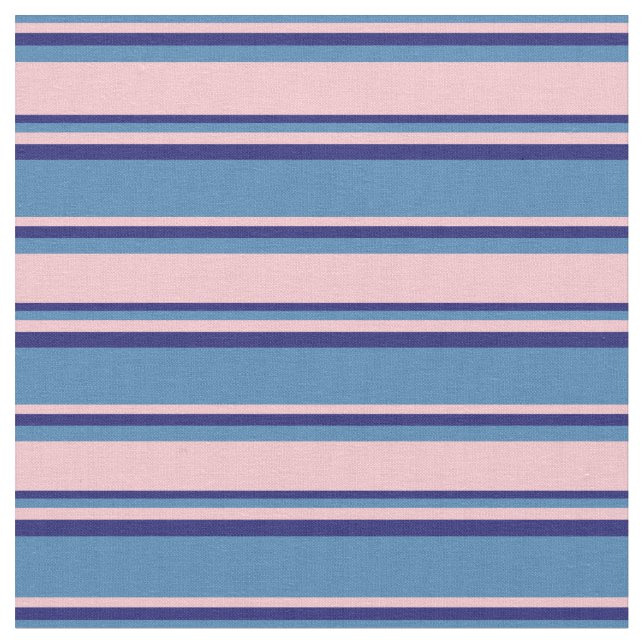 Tela Patrón con lino azul, rosa y azul oscuro (De cerca)
