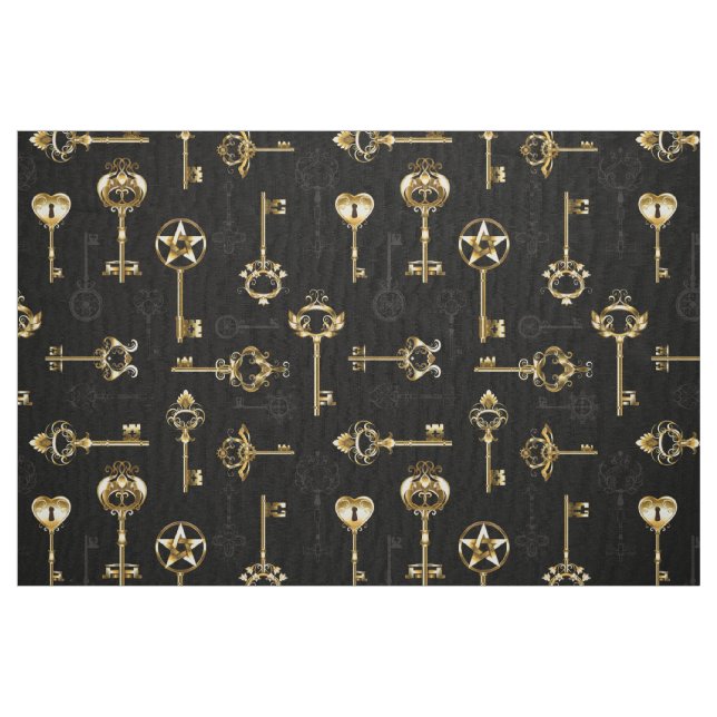 Tela Patrón continuo con llaves doradas ("Cuarto gordo" (fat quarter))