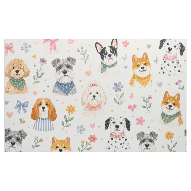 Tela Patrón continuo de cachorro pastel | Perro pintado (Yarda)