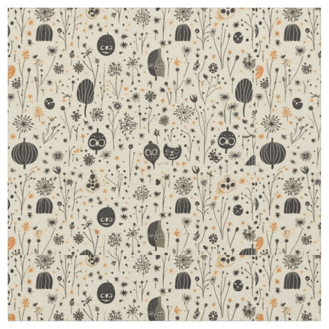 Tela Patrón continuo de Halloween boho (De cerca)