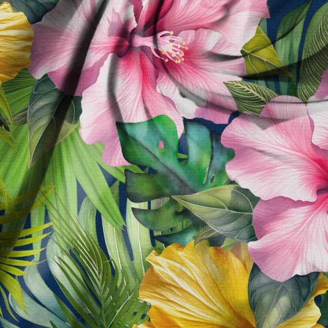 Tela Patrón continuo de jungla de hibisco (Subido por el creador)