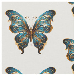 Tela Patrón continuo de mariposa azul marino y dorado